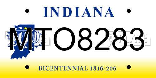 MTO8283 Indiana License Plate