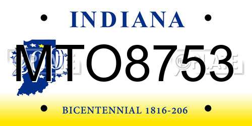 MTO8753 Indiana License Plate