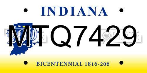 MTQ7429 Indiana License Plate