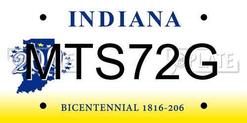 MTS72G Indiana License Plate