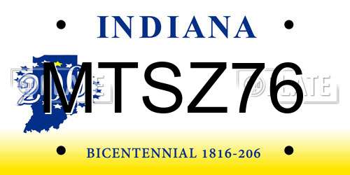 MTSZ76 Indiana License Plate