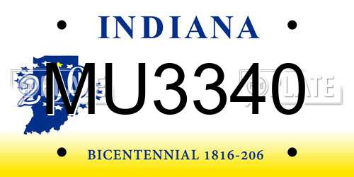 MU3340 Indiana License Plate