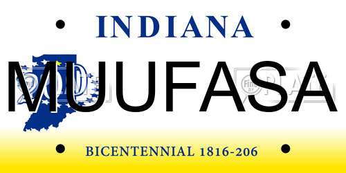 MUUFASA Indiana License Plate