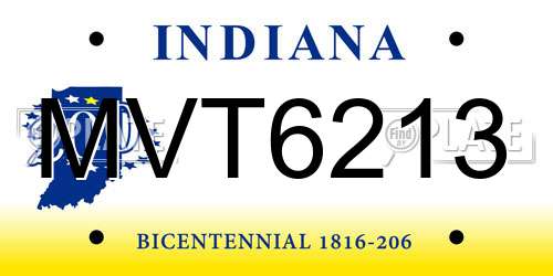 MVT6213 Indiana License Plate