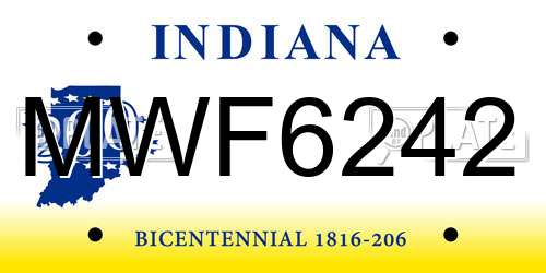 MWF6242 Indiana License Plate