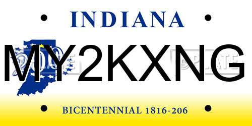 MY2KXNG Indiana License Plate