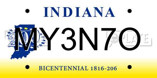 MY3N7O Indiana License Plate