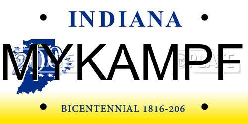 MYKAMPF Indiana License Plate
