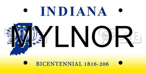 MYLNOR Indiana License Plate