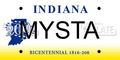 MYSTA Indiana License Plate