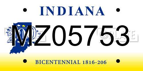 MZ05753 Indiana License Plate