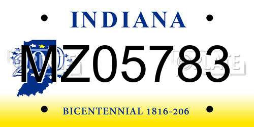 MZ05783 Indiana License Plate