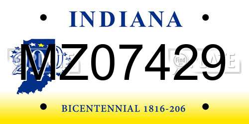 MZ07429 Indiana License Plate