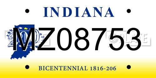 MZ08753 Indiana License Plate