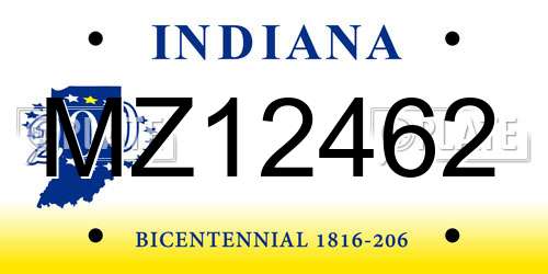 MZ12462 Indiana License Plate