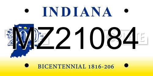 MZ21084 Indiana License Plate
