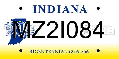 MZ2I084 Indiana License Plate