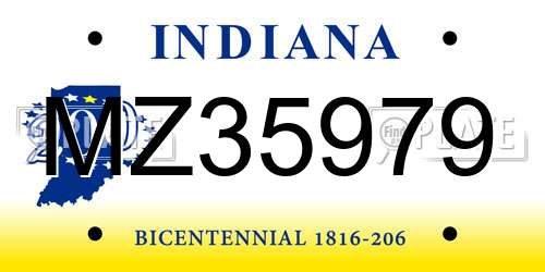 MZ35979 Indiana License Plate