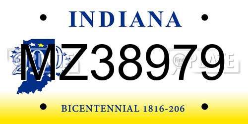 MZ38979 Indiana License Plate