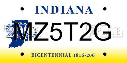 MZ5T2G Indiana License Plate