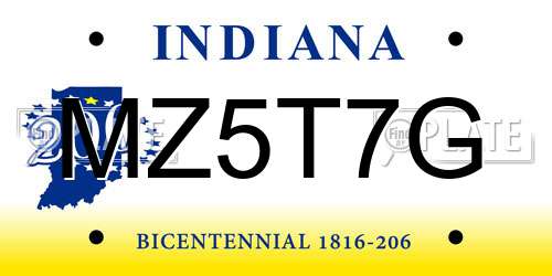 MZ5T7G Indiana License Plate