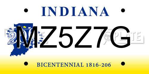 MZ5Z7G Indiana License Plate