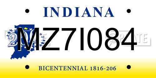 MZ7I084 Indiana License Plate