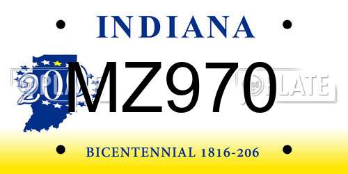 MZ970 Indiana License Plate