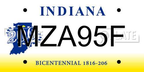 MZA95F Indiana License Plate