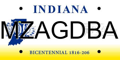 MZAGDBA Indiana License Plate