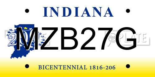 MZB27G Indiana License Plate