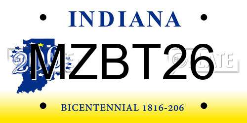 MZBT26 Indiana License Plate