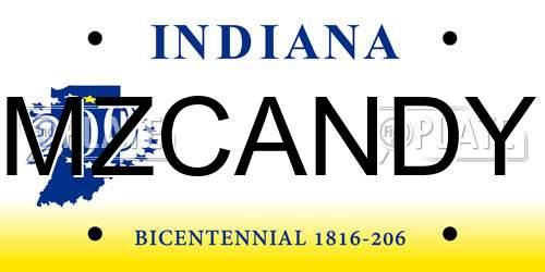 MZCANDY Indiana License Plate