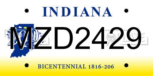 MZD2429 Indiana License Plate