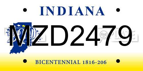 MZD2479 Indiana License Plate
