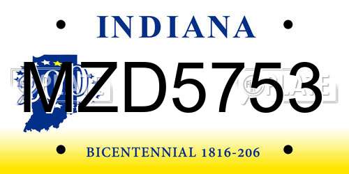 MZD5753 Indiana License Plate