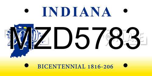 MZD5783 Indiana License Plate