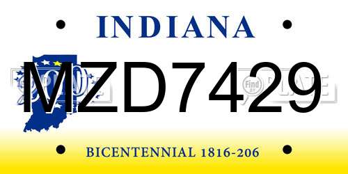 MZD7429 Indiana License Plate