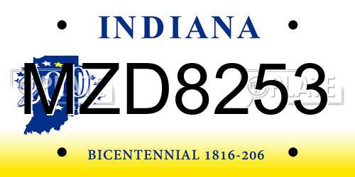 MZD8253 Indiana License Plate