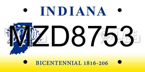 MZD8753 Indiana License Plate