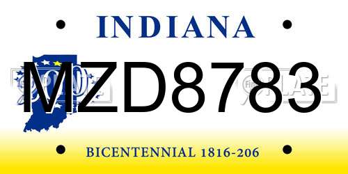 MZD8783 Indiana License Plate