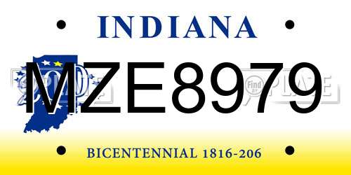 MZE8979 Indiana License Plate