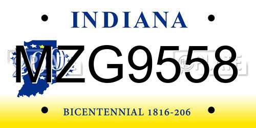 MZG9558 Indiana License Plate