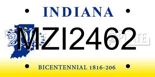 MZI2462 Indiana License Plate
