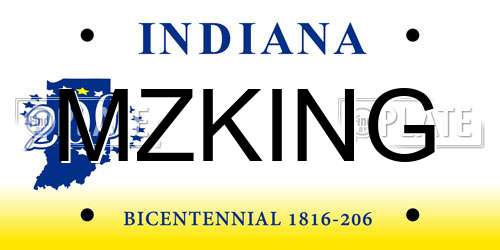MZKING Indiana License Plate