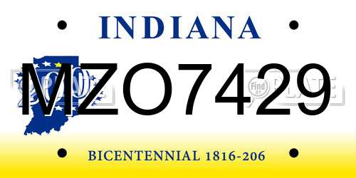 MZO7429 Indiana License Plate