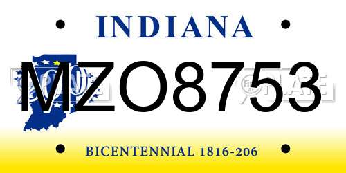 MZO8753 Indiana License Plate