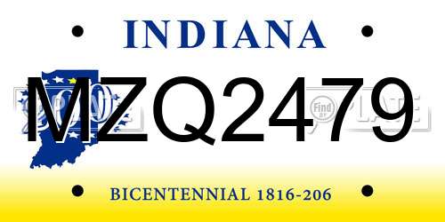 MZQ2479 Indiana License Plate