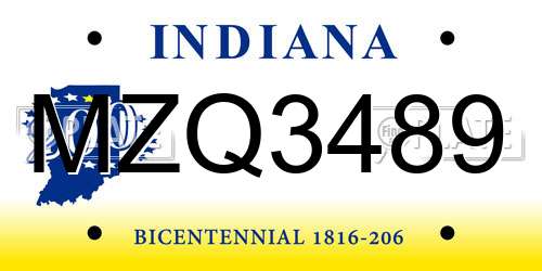 MZQ3489 Indiana License Plate