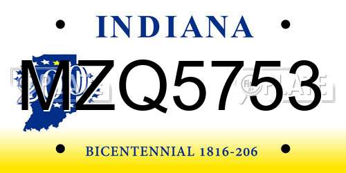 MZQ5753 Indiana License Plate